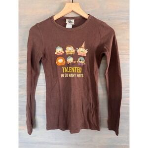Vintage 2006 South Park Comedy Central Brown Thermal Graphic Shirt Long Sleeve L